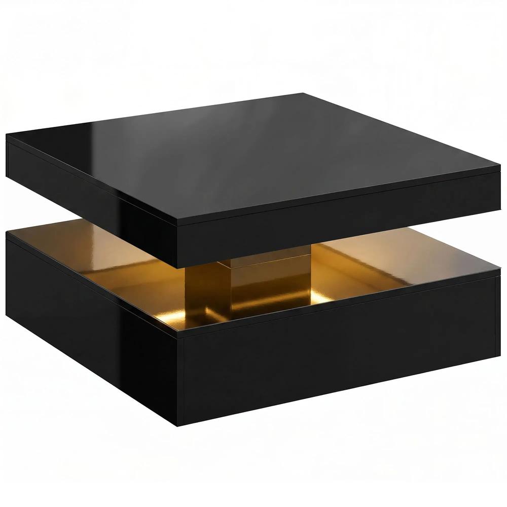 HOMCOM LED Coffee Table with Storage, 2-Tier Modern Centre Table with Open Shelf and Remote for Living Room Additional View 16