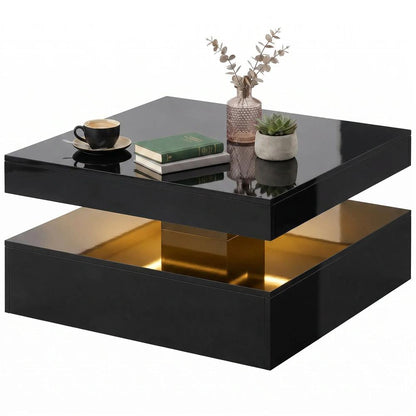 HOMCOM LED Coffee Table with Storage, 2-Tier Modern Centre Table with Open Shelf and Remote for Living Room Additional View 30