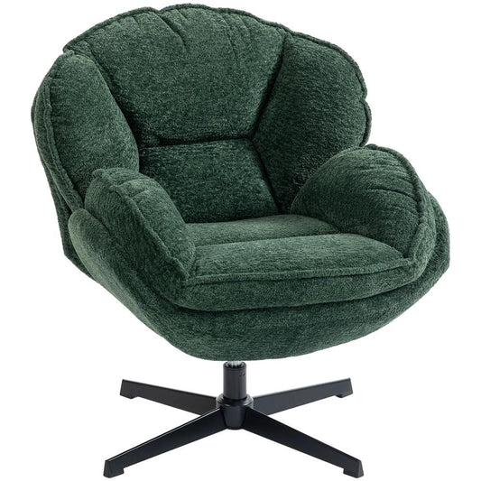 HOMCOM Modern Wingback Accent Chair, Velvet Armchair with Four-Star Base, S-Springs, Swivel