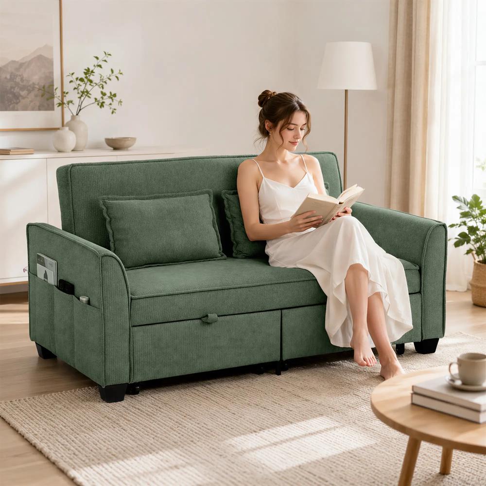 HOMCOM 2 Seater Sofa Bed, 4-in-1 L-Shaped Convertible Pull-Out Sleeper Sofa with Adjustable Backrest Side Pockets Additional View 14