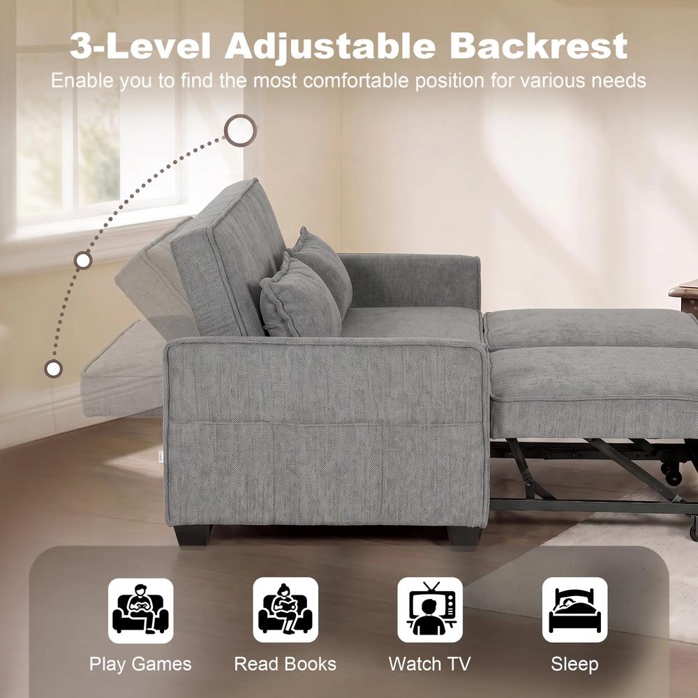 HOMCOM 2 Seater Sofa Bed, 4-in-1 L-Shaped Convertible Pull-Out Sleeper Sofa with Adjustable Backrest Side Pockets Additional View 20