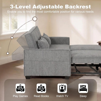 HOMCOM 2 Seater Sofa Bed, 4-in-1 L-Shaped Convertible Pull-Out Sleeper Sofa with Adjustable Backrest Side Pockets Additional View 20