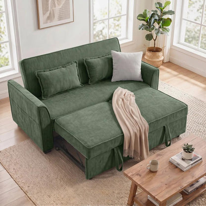 HOMCOM 2 Seater Sofa Bed, 4-in-1 L-Shaped Convertible Pull-Out Sleeper Sofa with Adjustable Backrest Side Pockets Additional View 2