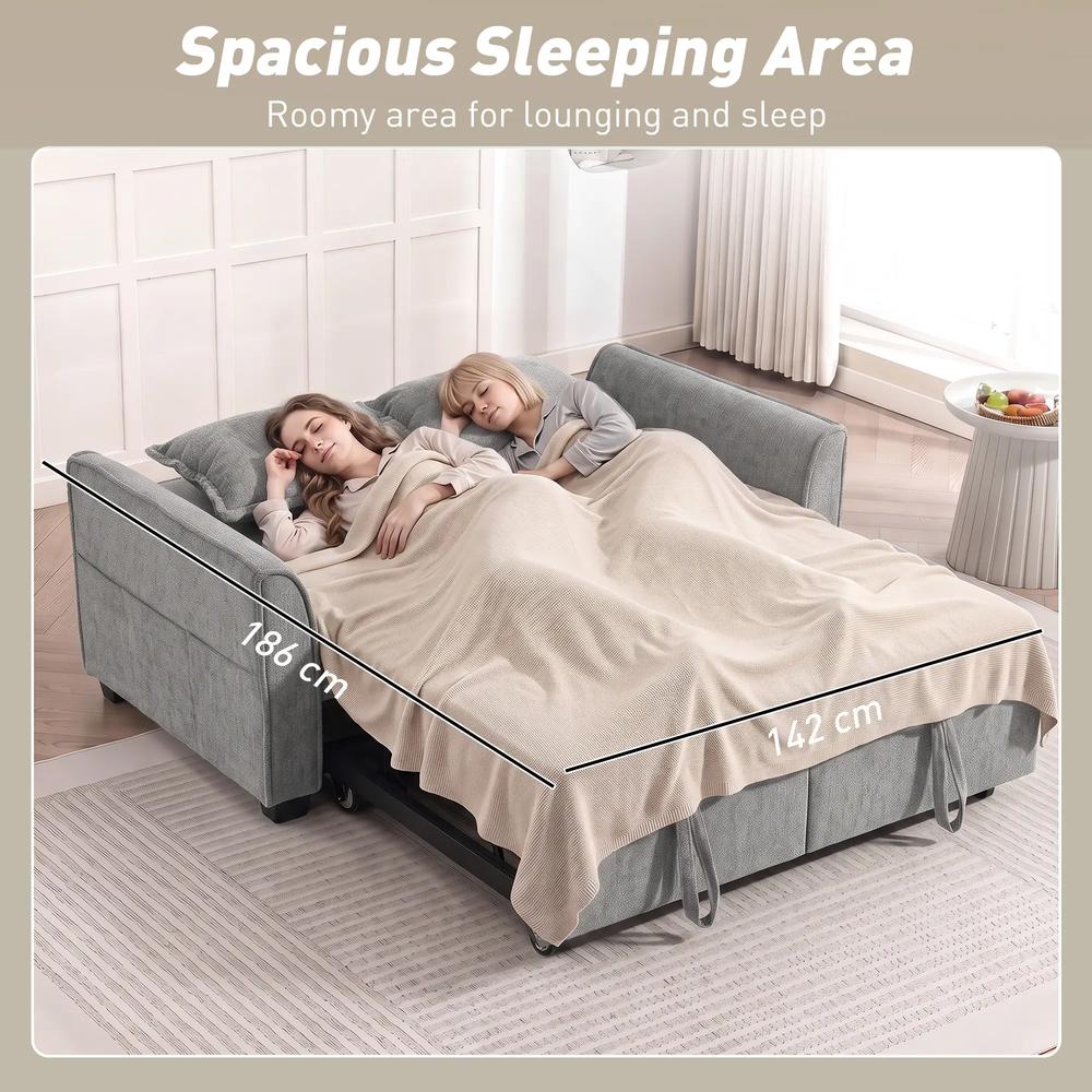 HOMCOM 2 Seater Sofa Bed, 4-in-1 L-Shaped Convertible Pull-Out Sleeper Sofa with Adjustable Backrest Side Pockets Additional View 22