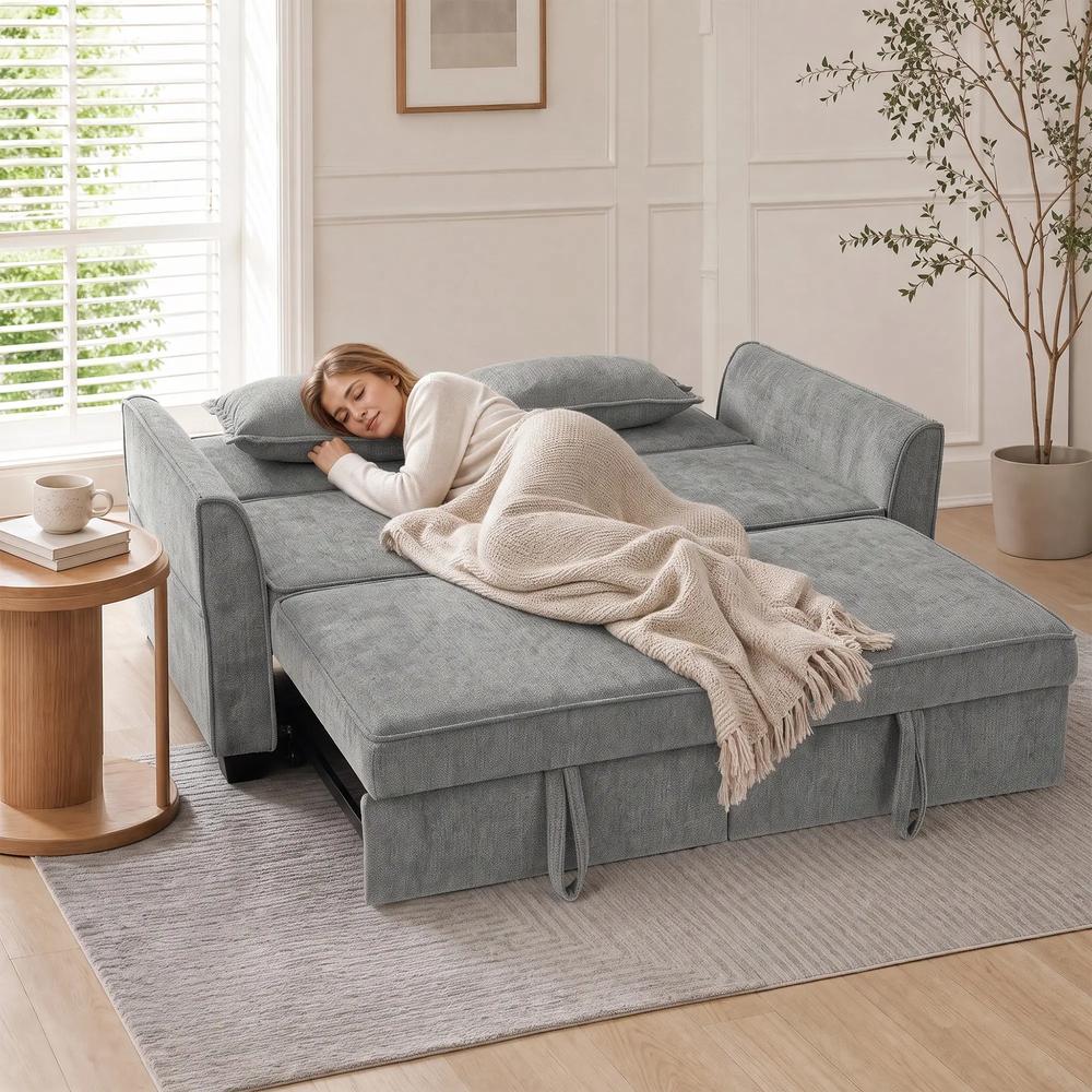 HOMCOM 2 Seater Sofa Bed, 4-in-1 L-Shaped Convertible Pull-Out Sleeper Sofa with Adjustable Backrest Side Pockets Additional View 23