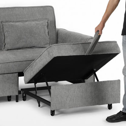 HOMCOM 2 Seater Sofa Bed, 4-in-1 L-Shaped Convertible Pull-Out Sleeper Sofa with Adjustable Backrest Side Pockets Additional View 25