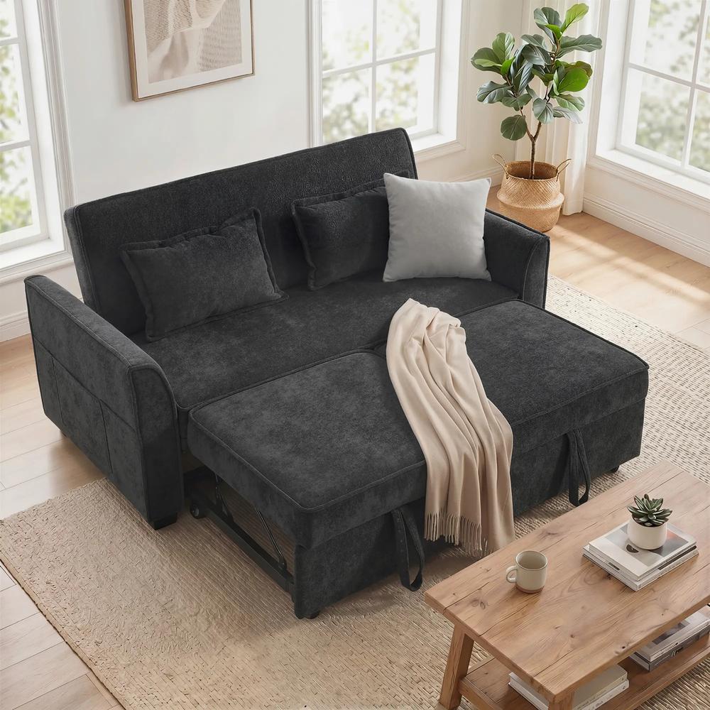 HOMCOM 2 Seater Sofa Bed, 4-in-1 L-Shaped Convertible Pull-Out Sleeper Sofa with Adjustable Backrest Side Pockets Additional View 32