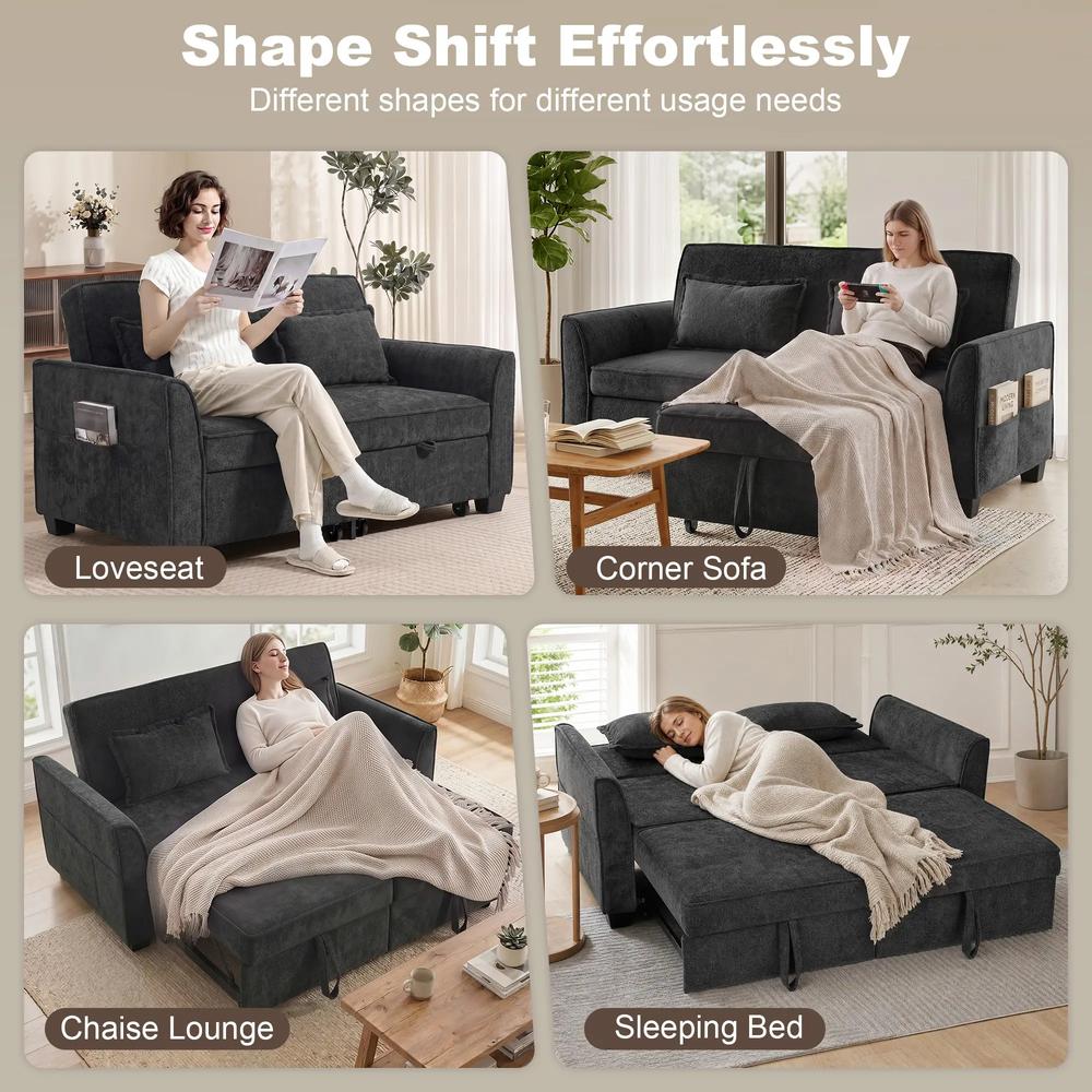 HOMCOM 2 Seater Sofa Bed, 4-in-1 L-Shaped Convertible Pull-Out Sleeper Sofa with Adjustable Backrest Side Pockets Additional View 34