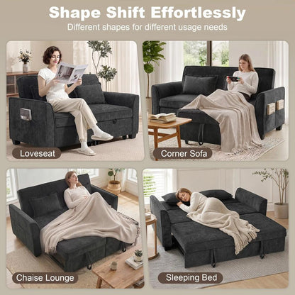 HOMCOM 2 Seater Sofa Bed, 4-in-1 L-Shaped Convertible Pull-Out Sleeper Sofa with Adjustable Backrest Side Pockets Additional View 34
