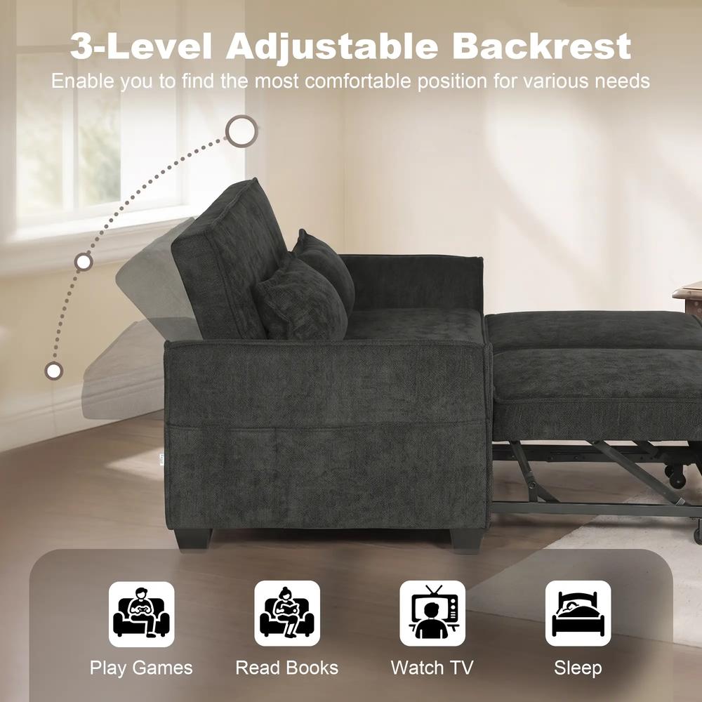 HOMCOM 2 Seater Sofa Bed, 4-in-1 L-Shaped Convertible Pull-Out Sleeper Sofa with Adjustable Backrest Side Pockets Additional View 35
