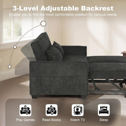 HOMCOM 2 Seater Sofa Bed, 4-in-1 L-Shaped Convertible Pull-Out Sleeper Sofa with Adjustable Backrest Side Pockets Additional View 35