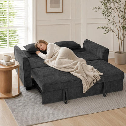 HOMCOM 2 Seater Sofa Bed, 4-in-1 L-Shaped Convertible Pull-Out Sleeper Sofa with Adjustable Backrest Side Pockets Additional View 38