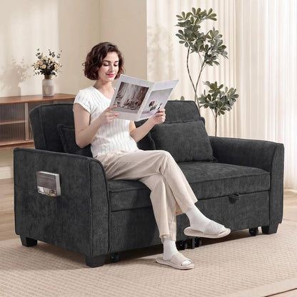 HOMCOM 2 Seater Sofa Bed, 4-in-1 L-Shaped Convertible Pull-Out Sleeper Sofa with Adjustable Backrest Side Pockets Additional View 44