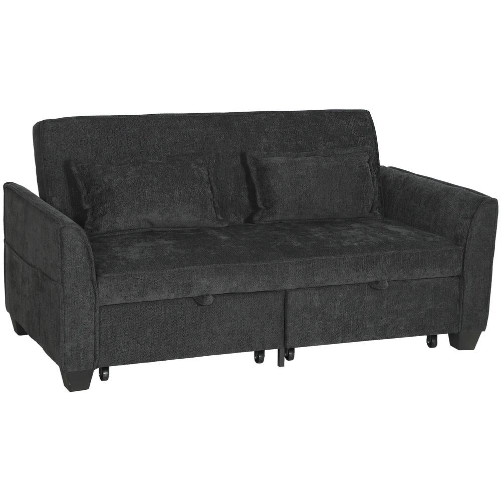 HOMCOM 2 Seater Sofa Bed, 4-in-1 L-Shaped Convertible Pull-Out Sleeper Sofa with Adjustable Backrest Side Pockets Additional View 45