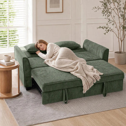 HOMCOM 2 Seater Sofa Bed, 4-in-1 L-Shaped Convertible Pull-Out Sleeper Sofa with Adjustable Backrest Side Pockets Additional View 8