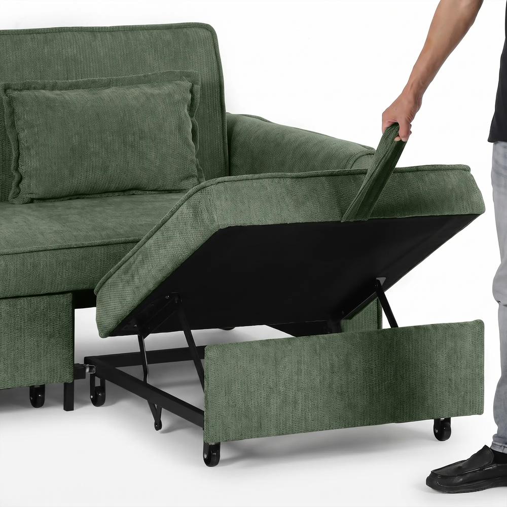 HOMCOM 2 Seater Sofa Bed, 4-in-1 L-Shaped Convertible Pull-Out Sleeper Sofa with Adjustable Backrest Side Pockets Additional View 10