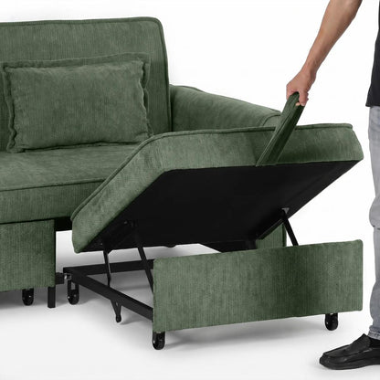 HOMCOM 2 Seater Sofa Bed, 4-in-1 L-Shaped Convertible Pull-Out Sleeper Sofa with Adjustable Backrest Side Pockets Additional View 10