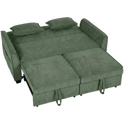 HOMCOM 2 Seater Sofa Bed, 4-in-1 L-Shaped Convertible Pull-Out Sleeper Sofa with Adjustable Backrest Side Pockets