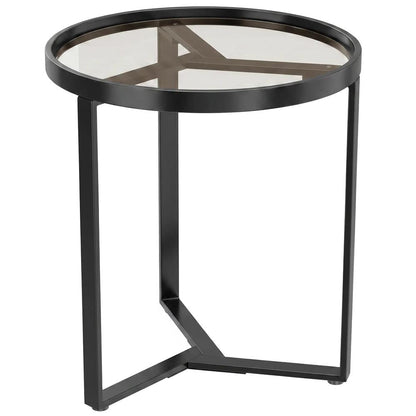 HOMCOM Round Side Table with Tempered Glass Top and Geometric Metal Frame for Small Space Additional View 16