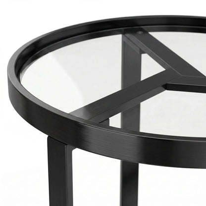 HOMCOM Round Side Table with Tempered Glass Top and Geometric Metal Frame for Small Space Additional View 26