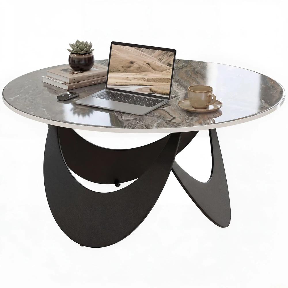 HOMCOM Coffee Table Sintered Stone Top Adjustable Foot Pads Modern Centre Table for Living Room Additional View 11