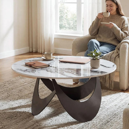HOMCOM Coffee Table Sintered Stone Top Adjustable Foot Pads Modern Centre Table for Living Room Additional View 13
