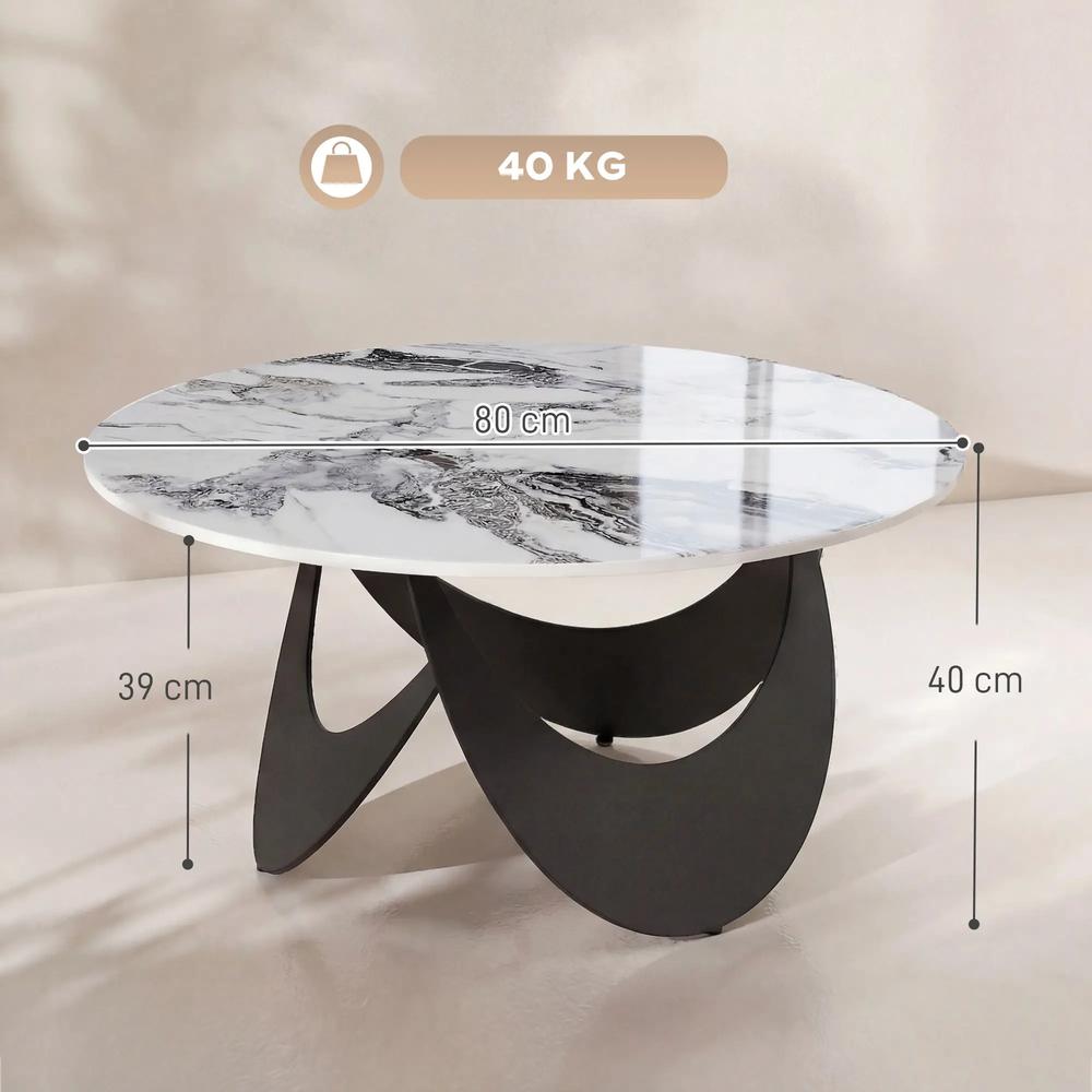 HOMCOM Coffee Table Sintered Stone Top Adjustable Foot Pads Modern Centre Table for Living Room Additional View 14