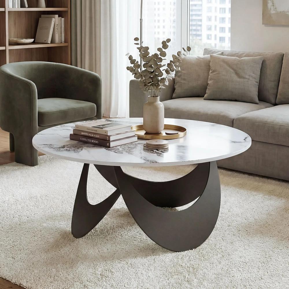 HOMCOM Coffee Table Sintered Stone Top Adjustable Foot Pads Modern Centre Table for Living Room Additional View 20