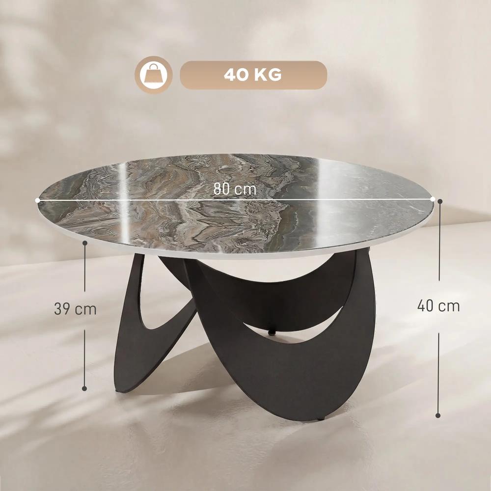 HOMCOM Coffee Table Sintered Stone Top Adjustable Foot Pads Modern Centre Table for Living Room Additional View 3