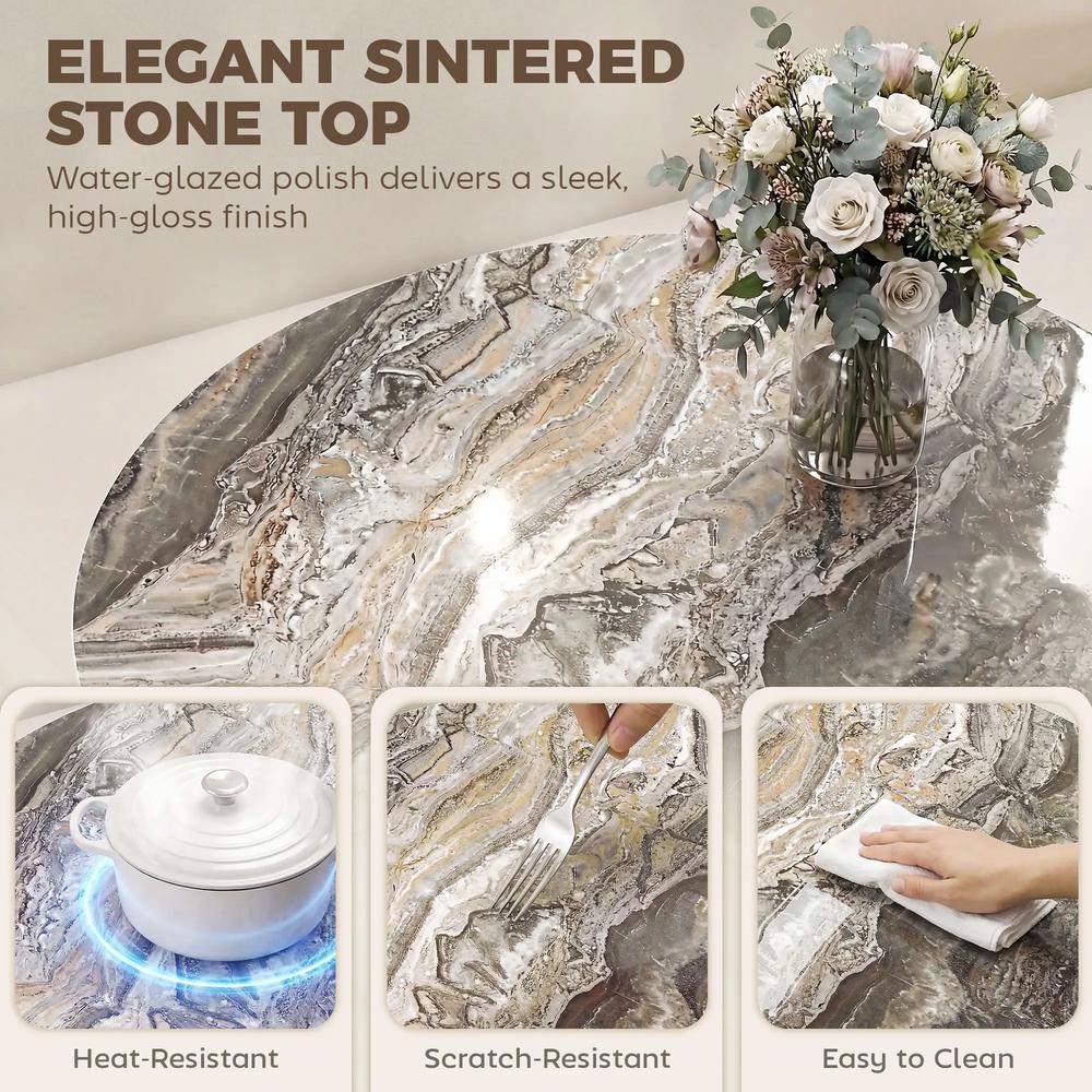 HOMCOM Coffee Table Sintered Stone Top Adjustable Foot Pads Modern Centre Table for Living Room Additional View 5