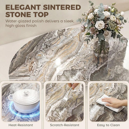 HOMCOM Coffee Table Sintered Stone Top Adjustable Foot Pads Modern Centre Table for Living Room Additional View 5