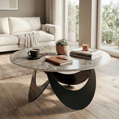 HOMCOM Coffee Table Sintered Stone Top Adjustable Foot Pads Modern Centre Table for Living Room Additional View 8