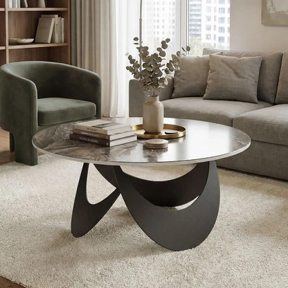 HOMCOM Coffee Table Sintered Stone Top Adjustable Foot Pads Modern Centre Table for Living Room Additional View 9