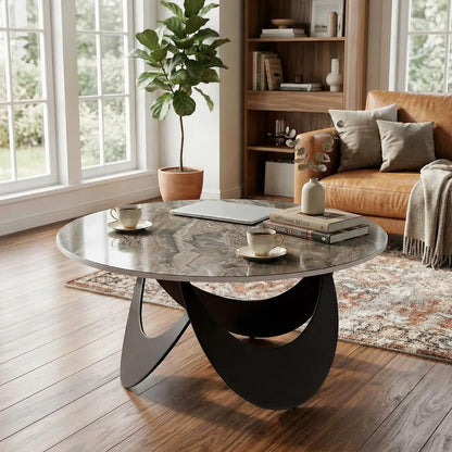HOMCOM Coffee Table Sintered Stone Top Adjustable Foot Pads Modern Centre Table for Living Room Additional View 10