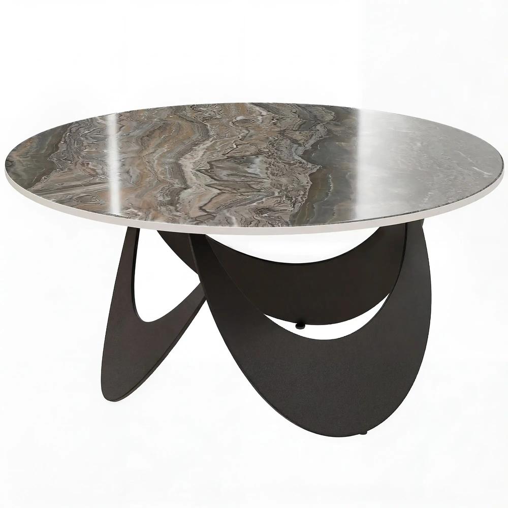 HOMCOM Coffee Table Sintered Stone Top Adjustable Foot Pads Modern Centre Table for Living Room