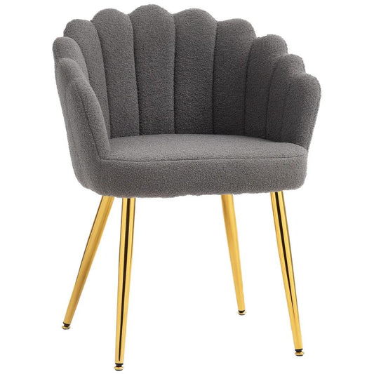 HOMCOM Lounge Chair Petal-Back Armchair Metal Metal Legs for Living Room Bedroom