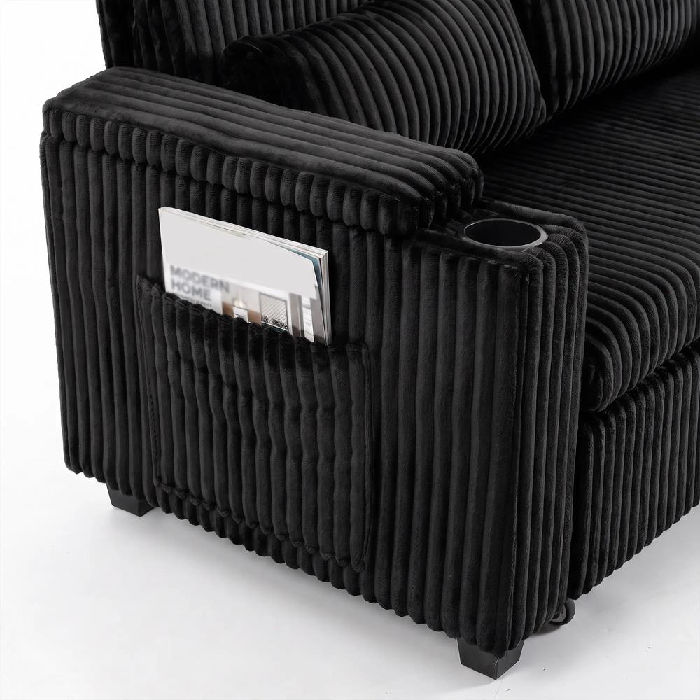 HOMCOM 2 Seater Sofa Bed, Pull Out Sleeper Sofa w/ Adjustable Backrest, Storage Armrests, Cup Holders, Side Pockets Additional View 12