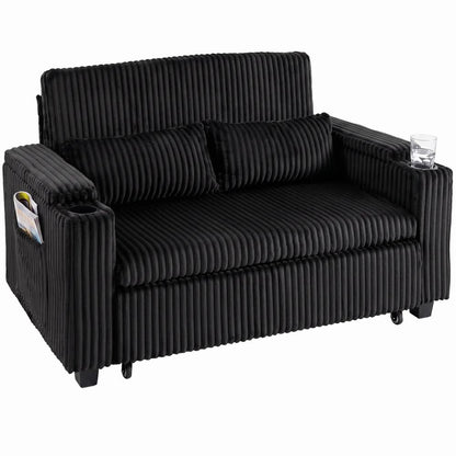 HOMCOM 2 Seater Sofa Bed, Pull Out Sleeper Sofa w/ Adjustable Backrest, Storage Armrests, Cup Holders, Side Pockets Additional View 15