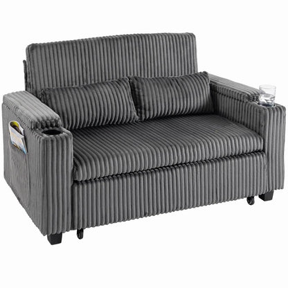 HOMCOM 2 Seater Sofa Bed, Pull Out Sleeper Sofa w/ Adjustable Backrest, Storage Armrests, Cup Holders, Side Pockets Additional View 30