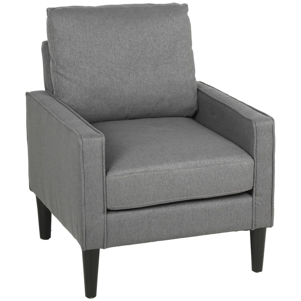 HOMCOM Accent Chair, Removable Pillow Linen Armchair with Comfy Spring Cushion for Living Room, Bedroom, Study Additional View 15