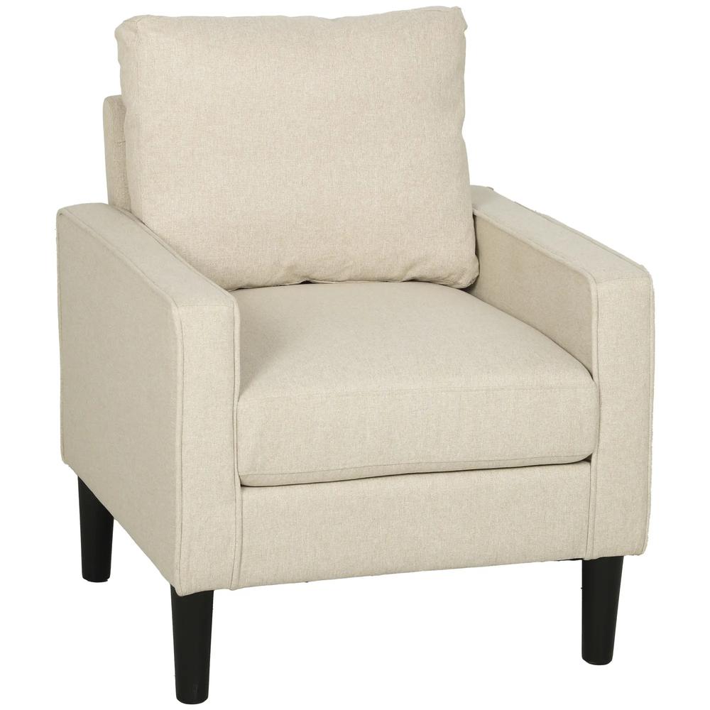 HOMCOM Accent Chair, Removable Pillow Linen Armchair with Comfy Spring Cushion for Living Room, Bedroom, Study Additional View 16
