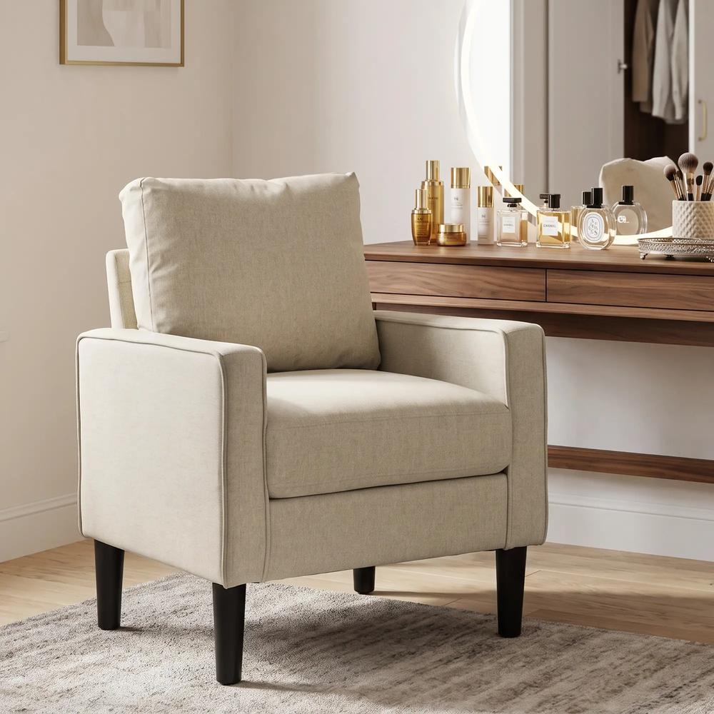 HOMCOM Accent Chair, Removable Pillow Linen Armchair with Comfy Spring Cushion for Living Room, Bedroom, Study Additional View 17