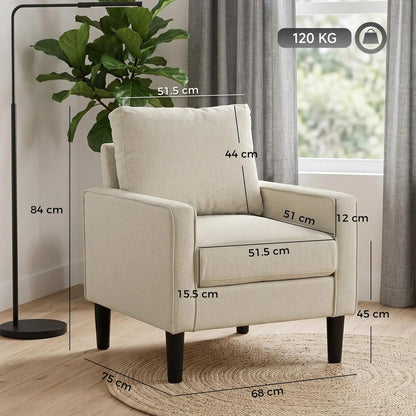HOMCOM Accent Chair, Removable Pillow Linen Armchair with Comfy Spring Cushion for Living Room, Bedroom, Study Additional View 18