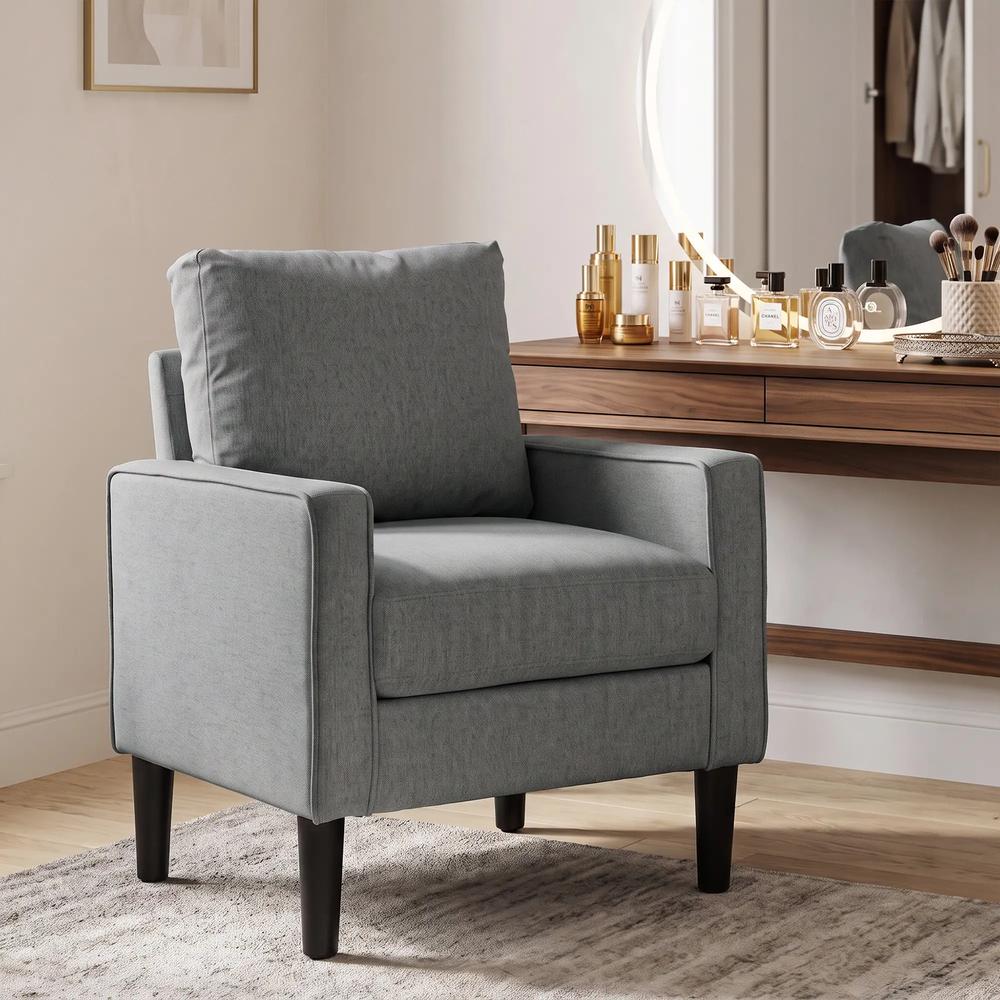 HOMCOM Accent Chair, Removable Pillow Linen Armchair with Comfy Spring Cushion for Living Room, Bedroom, Study Additional View 2