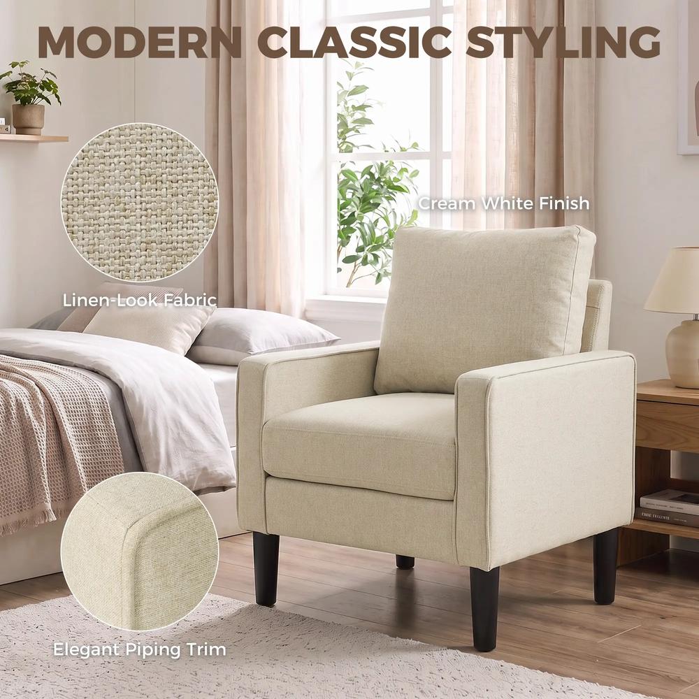 HOMCOM Accent Chair, Removable Pillow Linen Armchair with Comfy Spring Cushion for Living Room, Bedroom, Study Additional View 21