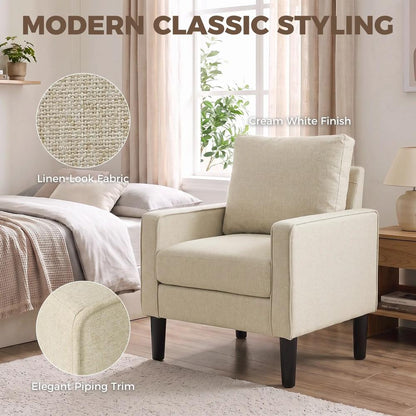 HOMCOM Accent Chair, Removable Pillow Linen Armchair with Comfy Spring Cushion for Living Room, Bedroom, Study Additional View 21