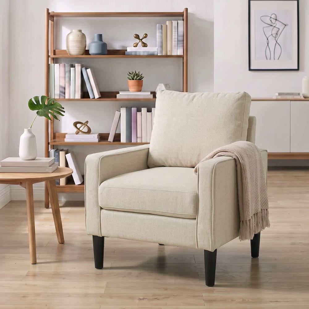 HOMCOM Accent Chair, Removable Pillow Linen Armchair with Comfy Spring Cushion for Living Room, Bedroom, Study Additional View 24