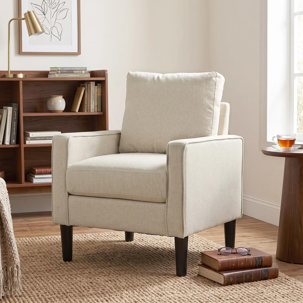 HOMCOM Accent Chair, Removable Pillow Linen Armchair with Comfy Spring Cushion for Living Room, Bedroom, Study Additional View 29