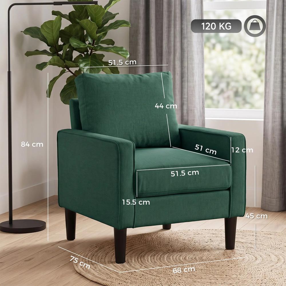 HOMCOM Accent Chair, Removable Pillow Linen Armchair with Comfy Spring Cushion for Living Room, Bedroom, Study Additional View 33