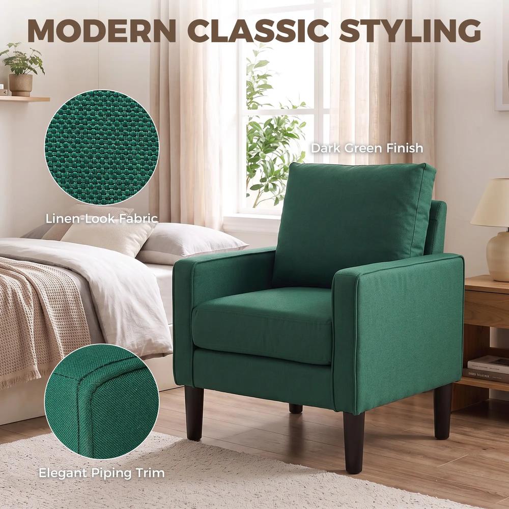 HOMCOM Accent Chair, Removable Pillow Linen Armchair with Comfy Spring Cushion for Living Room, Bedroom, Study Additional View 36